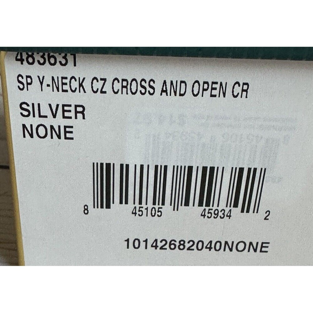 LA Rocks Cross Cubic Zirconia Pendant Y-Necklace Silver Tone Plate 16” New in BX - Picture 5 of 6